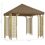 vidaXL Belvédère 3x3 m Taupe