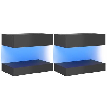 vidaXL Tables de chevet 2 Pièces Gris brillant 60x35 cm Aggloméré