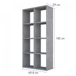 Etagères bibliothèque tour REGAL 8 compartiments GRIS béton