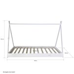 Lit enfant tipi avec matelas lit tente 90x200 lit ado toile gris blanc étoiles