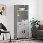 vidaXL Buffet haut Gris béton 69 5x34x180 cm Bois d'ingénierie