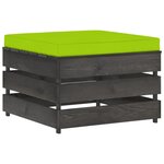 vidaXL Salon de jardin 7 Pièces avec coussins Bois imprégné de gris