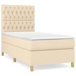 vidaXL Lit à sommier tapissier avec matelas Crème 90x200 cm Tissu