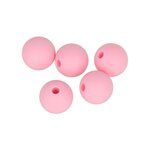 5 Perles Roses 10 mm - Silicone