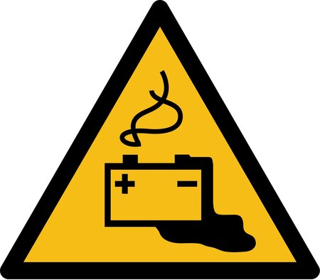 Autocollant vinyl - danger charge en cours de la batterie  - l.200mm x h.200mm uttscheid