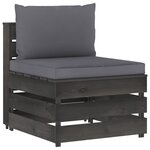 vidaXL Canapé de jardin 4 places avec coussins Bois imprégné de gris