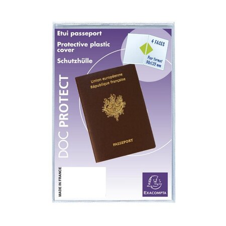 Exacompta : etui de protection 2 volets passeport format 9 x 12.5 cm