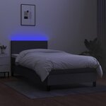 vidaXL Sommier tapissier avec matelas et LED Gris foncé 90x190cm Tissu