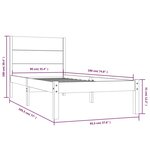 vidaXL Cadre de lit Noir Bois massif 90x190 cm Simple