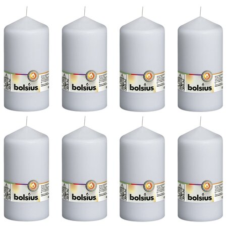 Bolsius Bougies pilier 8 Pièces 150x78 mm Blanc