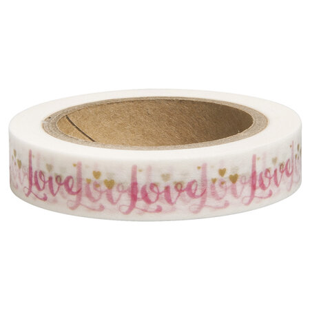 Washi tape love  blanc  10mm  rouleau 15m