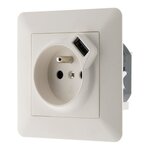 ARTEZO Prise  avec terre 2P+T 16 A encastrable avec prise USB (2,4 A) blanc