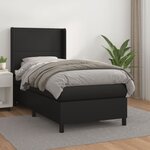 vidaXL Lit à sommier tapissier avec matelas Noir 100x200 cm Similicuir