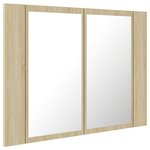 vidaXL Armoire à miroir à LED de bain Chêne sonoma 60x12x45 Acrylique