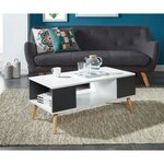 BABETTE Table basse blanche et grise foncée - L 90 x P 45 x H 38,7 cm
