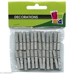24 mini pinces à linge argentées
