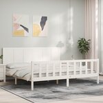 vidaXL Cadre de lit avec tête de lit blanc 200x200 cm bois massif