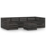 vidaXL Salon de jardin 7 Pièces Bois de pin imprégné de gris