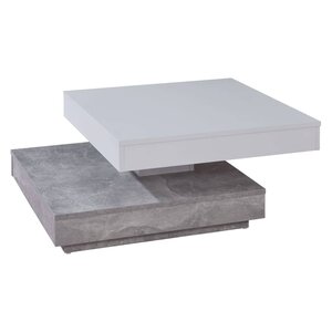 Trendteam Table basse Universal CT-119 Gris béton et blanc