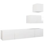 vidaXL Ensemble de meuble TV 4 Pièces Blanc brillant Aggloméré