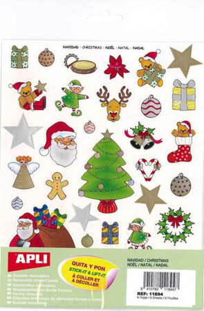 Gommettes Enlev. Noel 6  Feuilles .