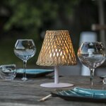 Lampe de table sans fil led ibiza beige bambou h26cm