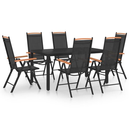 vidaXL Ensemble de salle à manger de jardin 7 Pièces Aluminium Noir