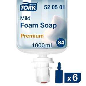 Savon mousse tork s4 premium doux - cartouche 1 litre - lot de 6