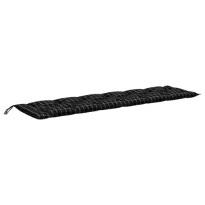 vidaXL Coussin de banc de jardin carreaux noir 200x50x7 cm tissu