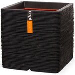 Capi Jardinière Nature Rib Carré 30 x 30 cm Noir KBLR902