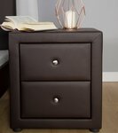 Table de chevet simili cuir brun nuit