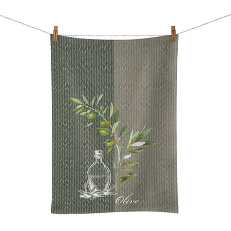 Huile et olive - torchon en coton 50 x 70 cm