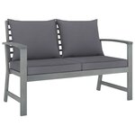 vidaXL Banc de jardin 120cm et coussin gris foncé Bois solide d'acacia