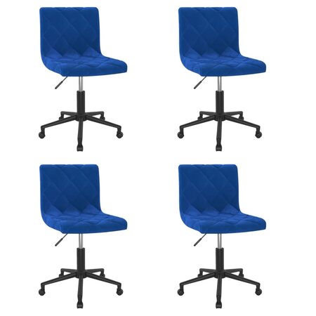 vidaXL Chaises pivotantes à manger lot de 4 bleu velours