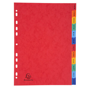 Intercalaires Indexés - 12 Touches January/december - Couleurs Assorties - X 5 - Exacompta