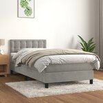 vidaXL Lit à sommier tapissier et matelas Gris clair 100x200cm Velours