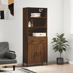 vidaXL Buffet haut Chêne marron 69 5x34x180 cm Bois d'ingénierie