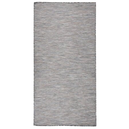 vidaXL Tapis à tissage plat d'extérieur 100x200 cm Marron et bleu