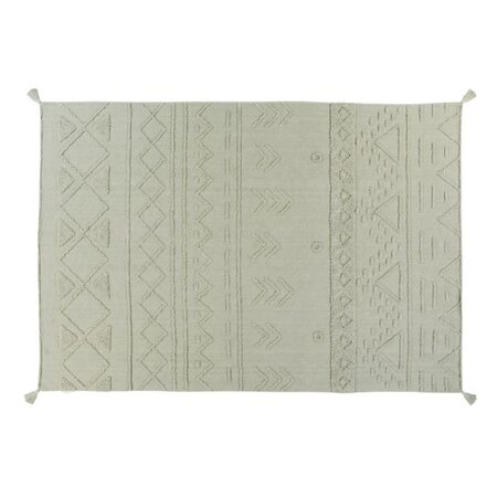 Tapis coton lavable Tribu olive - 170 x 240 cm