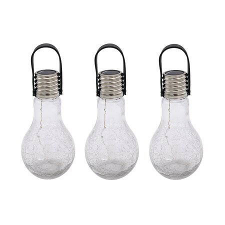 3 ampoules solaires crack edisun transparent verre h22cm