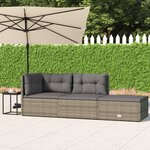 vidaXL Salon de jardin 3 Pièces avec coussins Gris Résine tressée