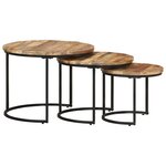 vidaXL Tables gigognes 3 Pièces Bois de manguier brut