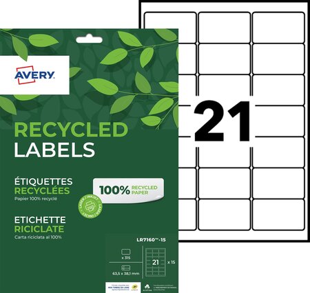 Lot de 315 étiquettes recyclées blanches 63 5 x 38 1mm
