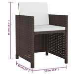 vidaXL Salon de jardin encastrable 5 Pièces avec coussins Rotin Marron