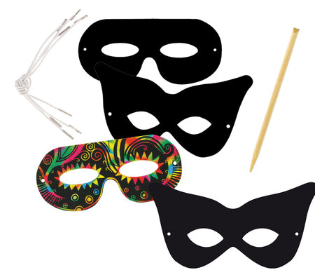 Masques enfant à gratter 20 x 10 cm x 4 pièces