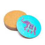 6 sous-verres ronds turquoise - Éléphant