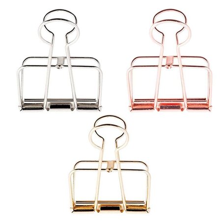 18 Pinces double-clip 19 mm - doré argenté & cuivré