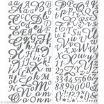 Sticker Alphabet script Argenté pailleté 177 lettres