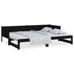 vidaXL Lit coulissant Noir Bois de pin solide 2x(90x200) cm