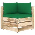 vidaXL Salon de jardin 11 Pièces avec coussins Bois imprégné de vert